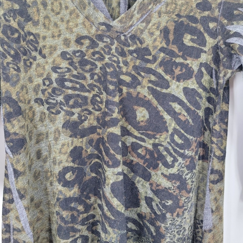 Vtg 90s Gothic Grunge Animal Print Asymmetrical Tunic Sweater Dress Sz S Knit - Picture 2 of 9